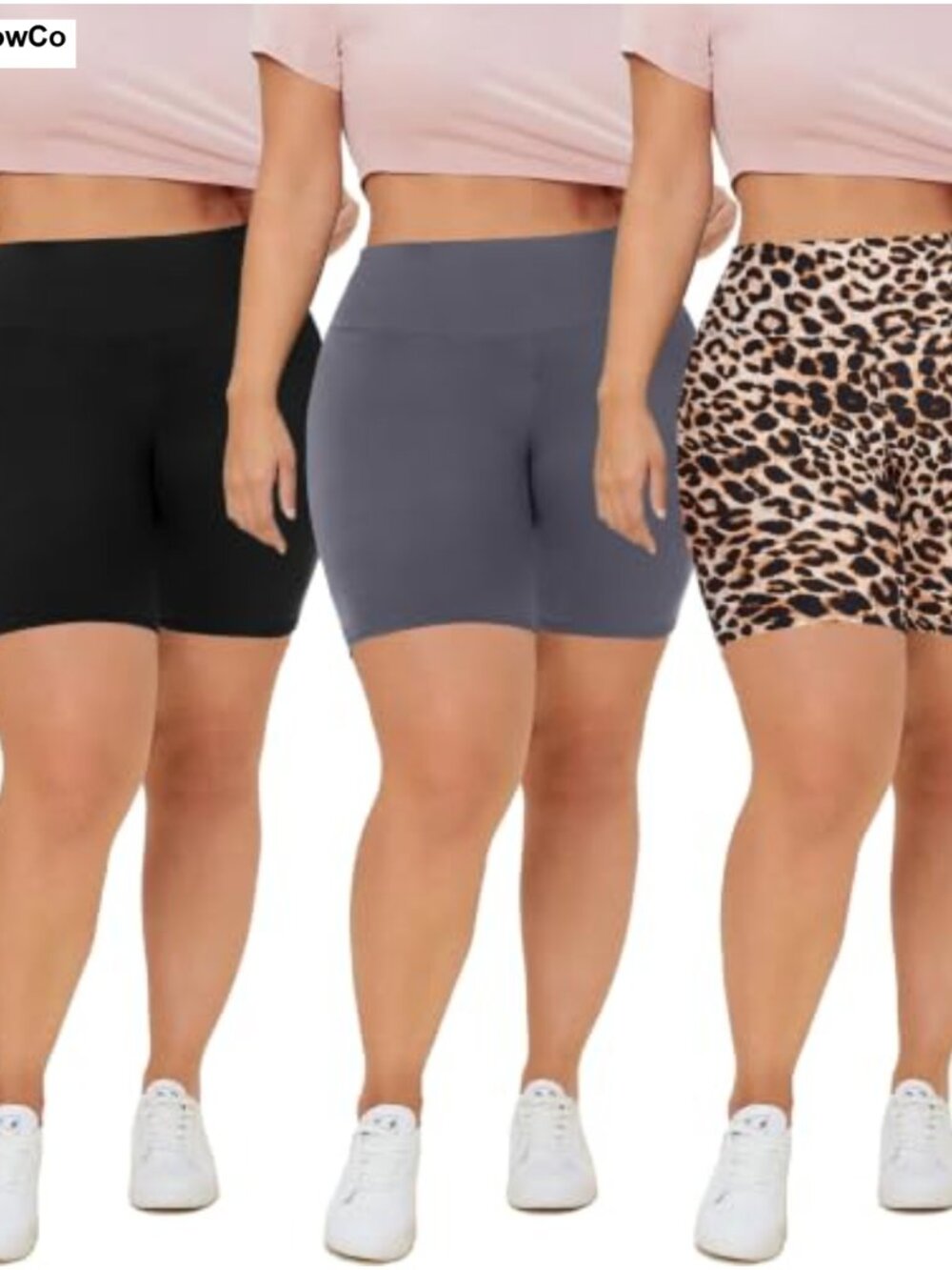 Plus Size Biker Shorts 8" High Waisted 3 Pack Yoga Workout